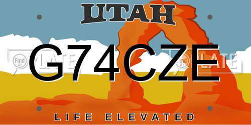 G74CZE Utah License Plate