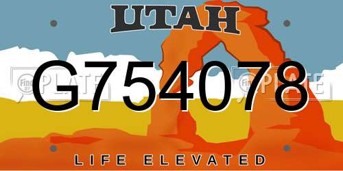 G754078 Utah License Plate