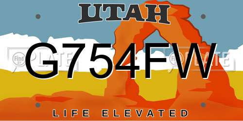 G754FW Utah License Plate