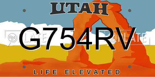 G754RV Utah License Plate