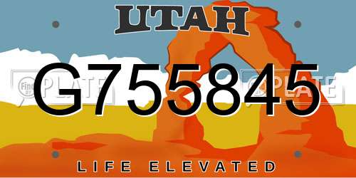 G755845 Utah License Plate