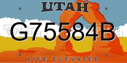G75584B Utah License Plate