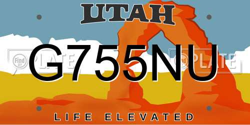 G755NU Utah License Plate