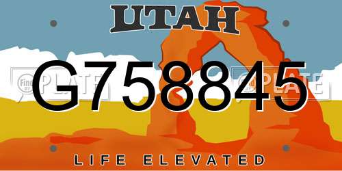 G758845 Utah License Plate