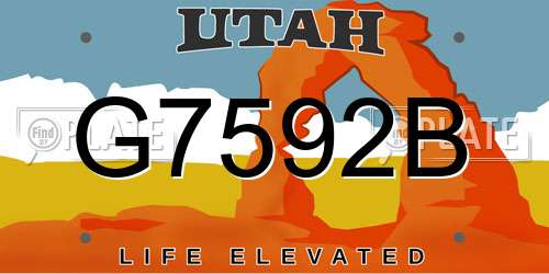 G7592B Utah License Plate