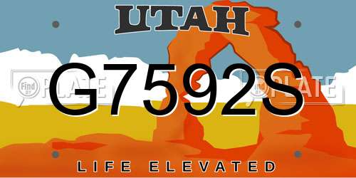 G7592S Utah License Plate