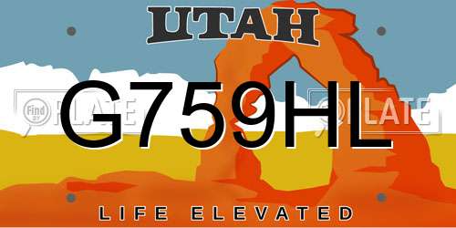 G759HL Utah License Plate