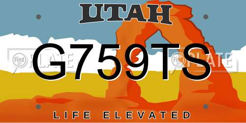 G759TS Utah License Plate
