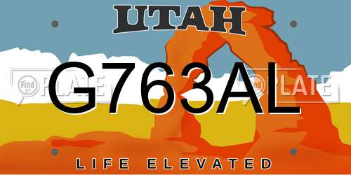 G763AL Utah License Plate