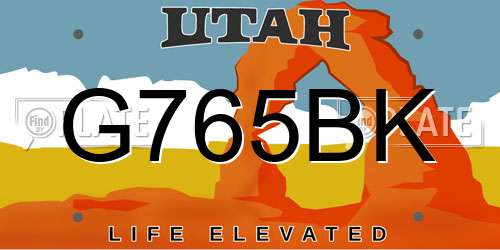 G765BK Utah License Plate