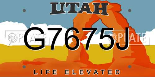 G7675J Utah License Plate
