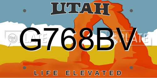 G768BV Utah License Plate