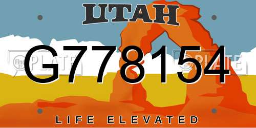 G778154 Utah License Plate
