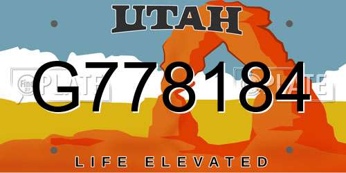G778184 Utah License Plate