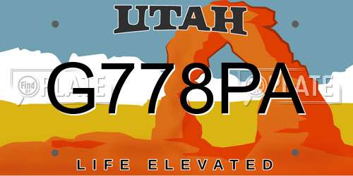 G778PA Utah License Plate