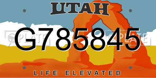 G785845 Utah License Plate