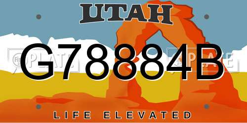 G78884B Utah License Plate