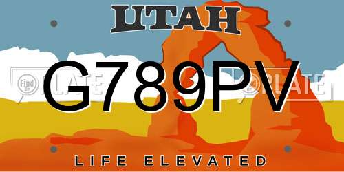 G789PV Utah License Plate