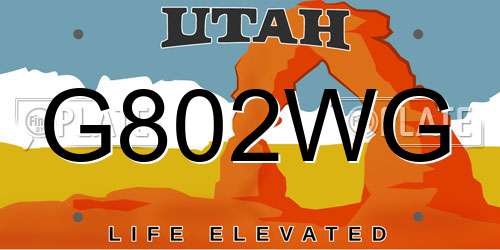 G802WG Utah License Plate