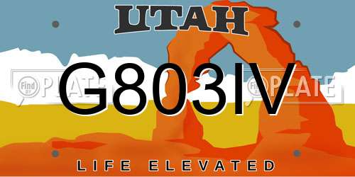 G803IV Utah License Plate