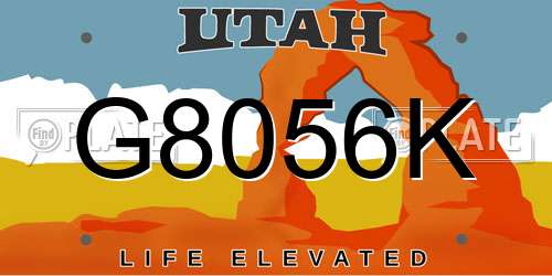 G8056K Utah License Plate