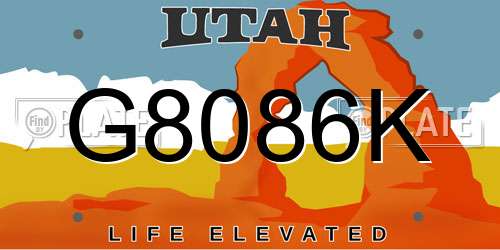 G8086K Utah License Plate
