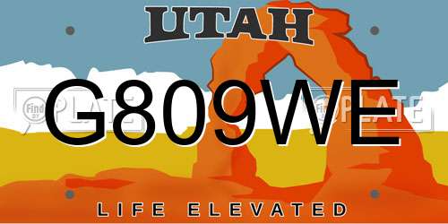 G809WE Utah License Plate