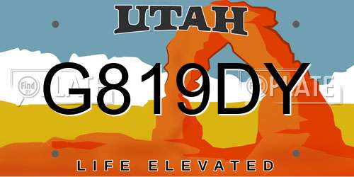G819DY Utah License Plate