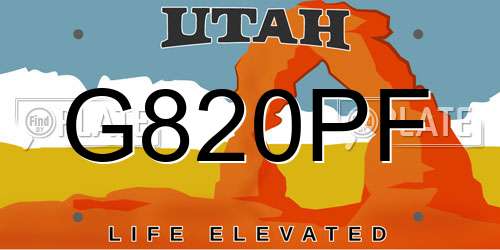 G820PF Utah License Plate