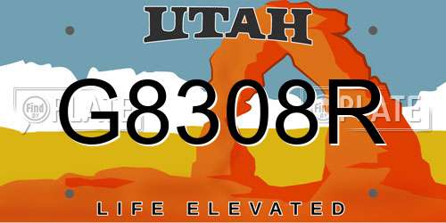 G8308R Utah License Plate
