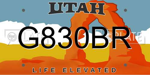 G830BR Utah License Plate