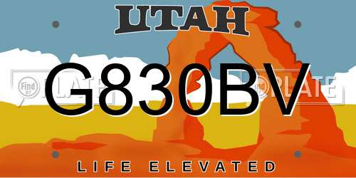 G830BV Utah License Plate