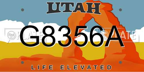 G8356A Utah License Plate