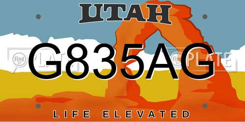 G835AG Utah License Plate