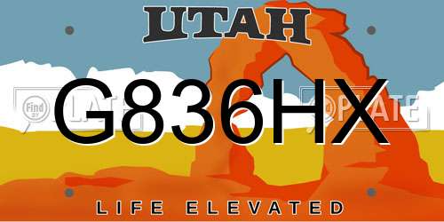 G836HX Utah License Plate