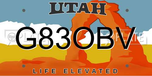 G83OBV Utah License Plate