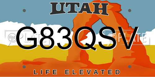 G83QSV Utah License Plate