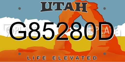 G85280D Utah License Plate