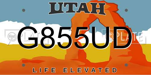 G855UD Utah License Plate