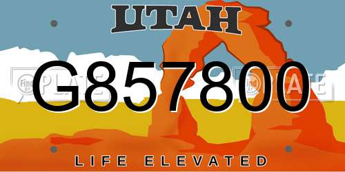 G857800 Utah License Plate
