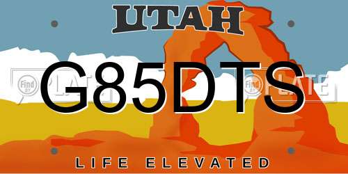 G85DTS Utah License Plate