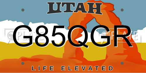 G85QGR Utah License Plate