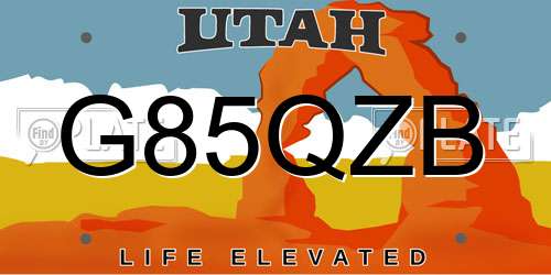 G85QZB Utah License Plate
