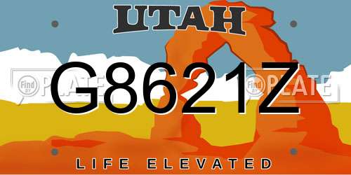 G8621Z Utah License Plate