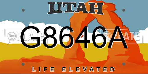 G8646A Utah License Plate