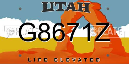 G8671Z Utah License Plate