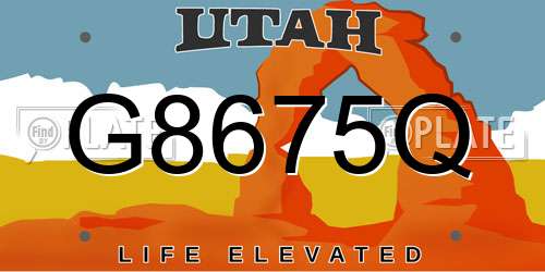 G8675Q Utah License Plate