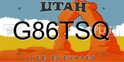 G86TSQ Utah License Plate