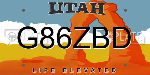 G86ZBD Utah License Plate