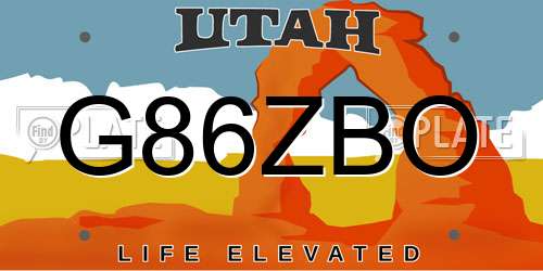 G86ZBO Utah License Plate